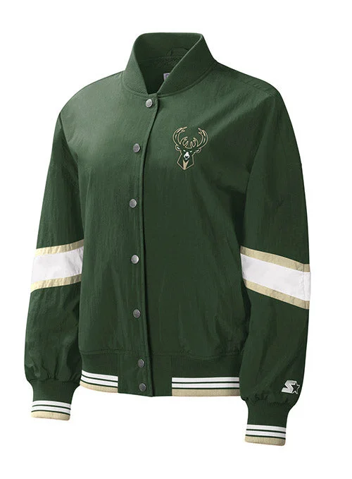 Women's Starter Crinkle Pinnacle Milwaukee Bucks Jacket Rayon Jacket Velvet Jacket Corduroy Jacket