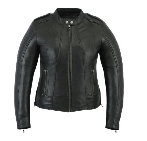 Women's Weapon Biker Style Jacket Zippered Front Buttoned Front Snap Front