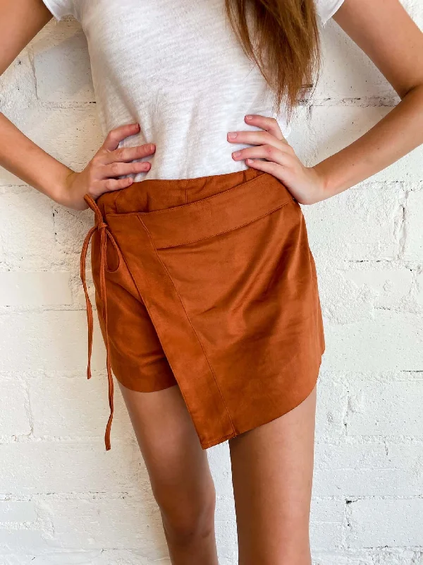 All For Suede Wrap Mini Skirt spandex blend skirt