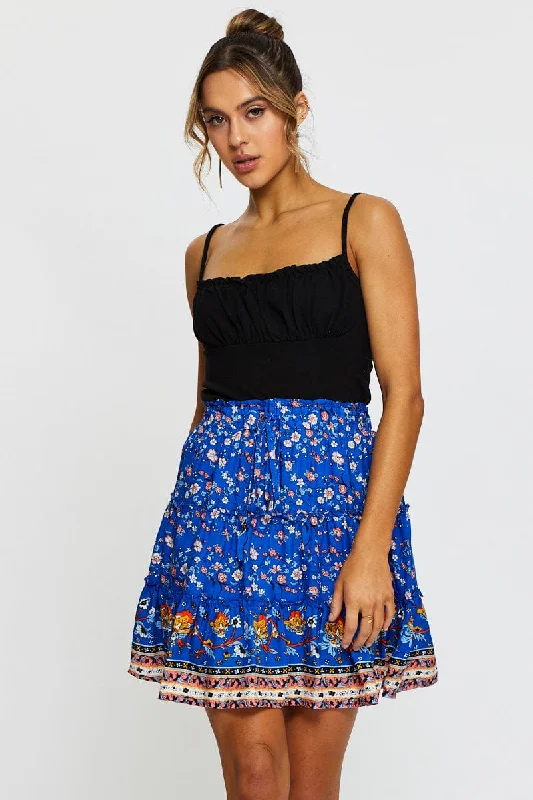 Boho Print Skater Mini Skirt corduroy skirt comfortable