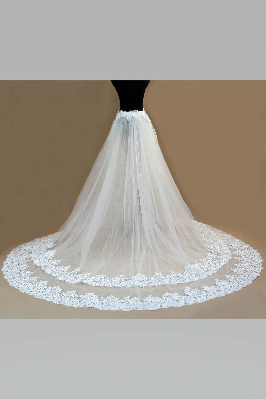 Long Lace Detachable Wedding Train Tulle Wedding Skirt linen skirt light