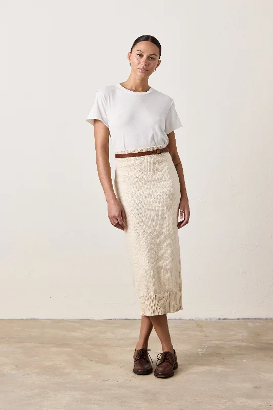 MARIE KNIT SKIRT / CREAM linen skirt natural