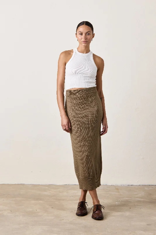 MARIE KNIT SKIRT / KHAKI cashmere skirt rich