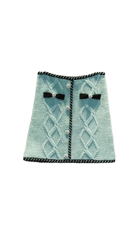 MINT CABLE KNIT MINI SKIRT low waist skirt