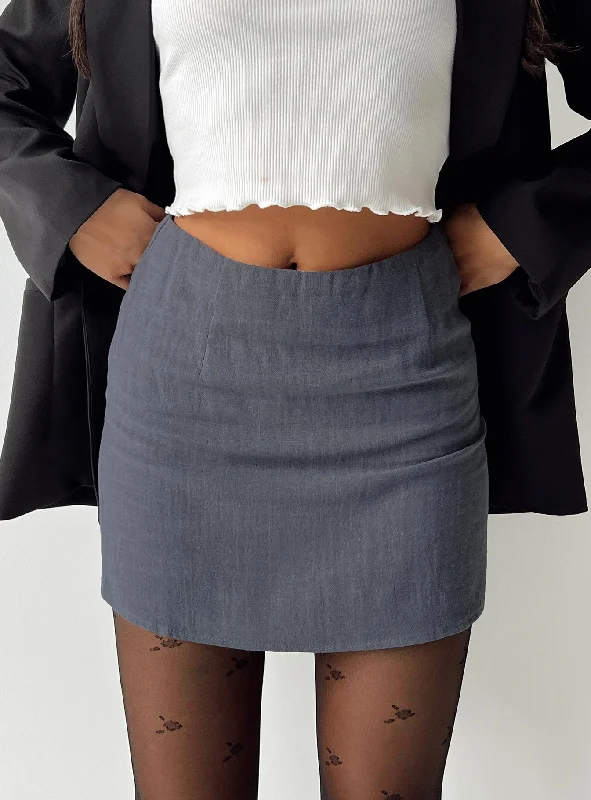 Selby Mini Skirt Grey Tall ribbed skirt waist