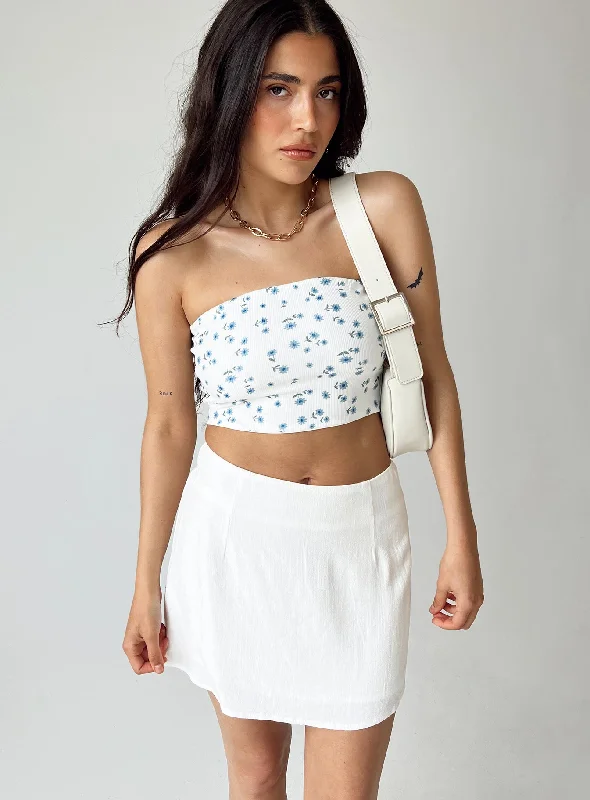 Selby Mini Skirt White Petite tiered skirt playful