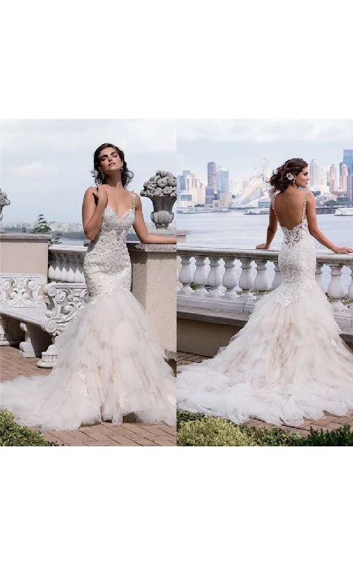 Sexy Beaded Mermaid Sweetheart Sleeveless Bridal Gown With Tulle Skirt-713671 ribbed skirt waist