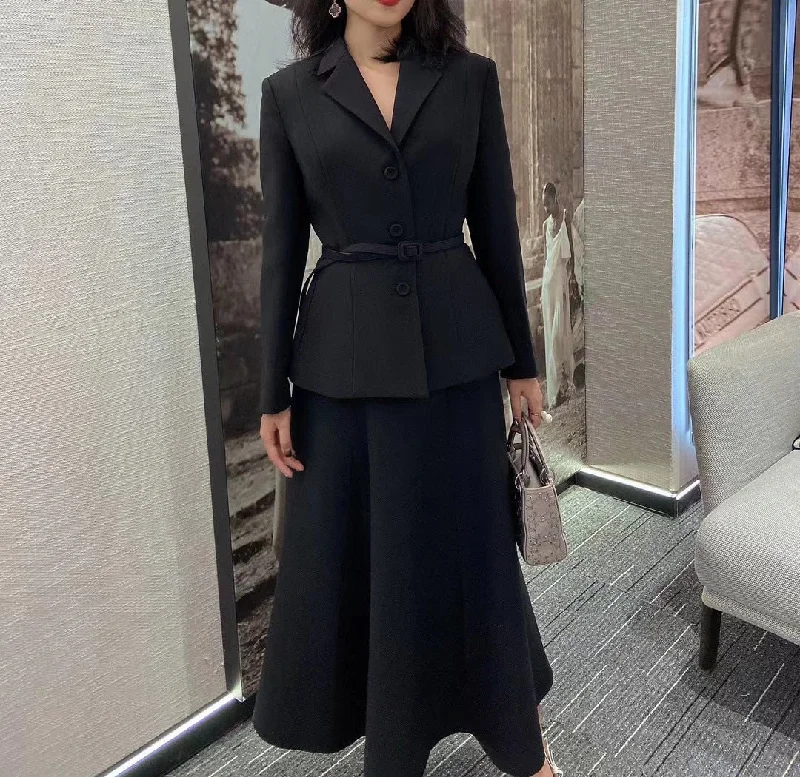 Silk Wool Blend Formal Elegant Style Midi Skirt Suit linen skirt light