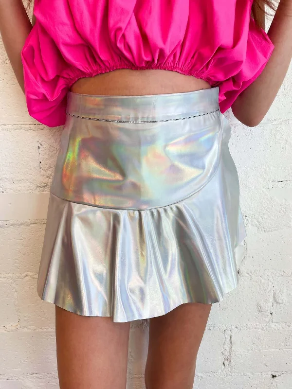 Stunning Arrival Wrap Front Metallic Skort lightweight skirt design