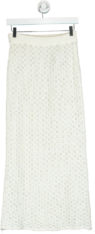 White KNit Midi Skirt UK ONESIZE linen skirt breathable