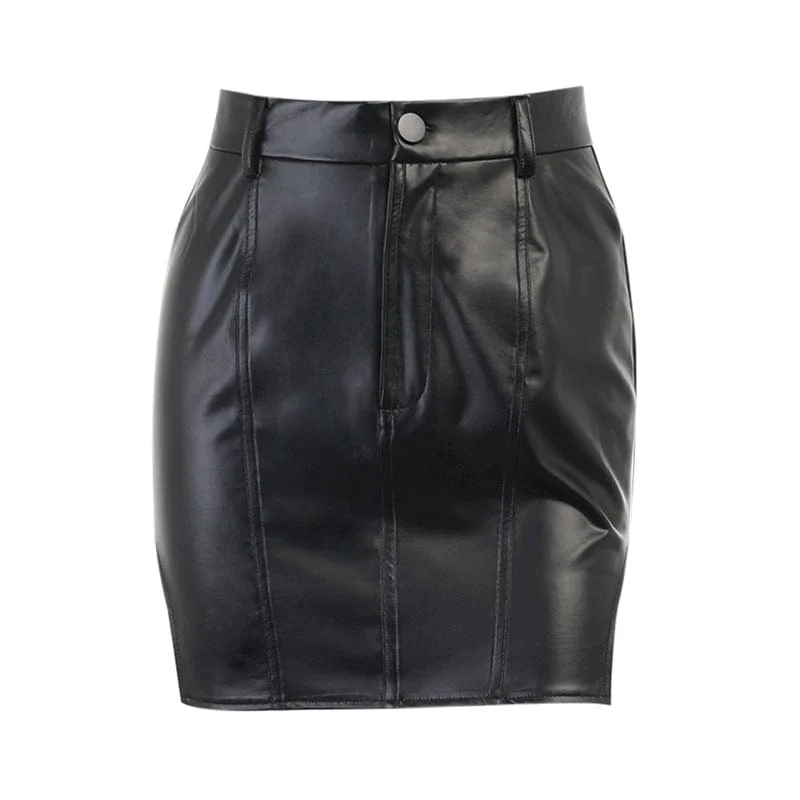 Women's Punk Side Slit Faux Leather Skirt velvet skirt luxurious