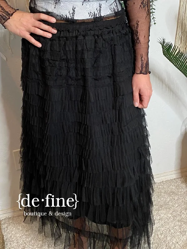 Black Tulle Ruffle Layered Skirt lightweight skirt design